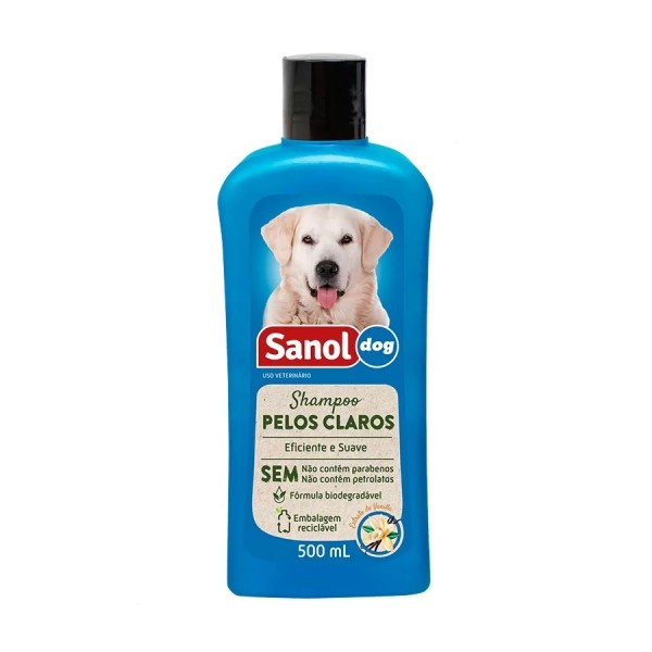 Shampoo Sanol Dog para Cães de Pelos Claros 500ml