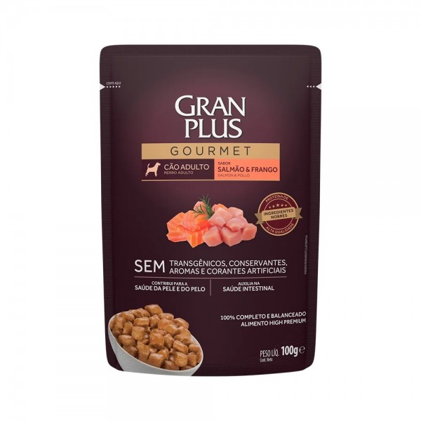  Ração Úmida GranPlus Gourmet Sahcê para Cães Adultos Sabor Salmão e Frango - 100g