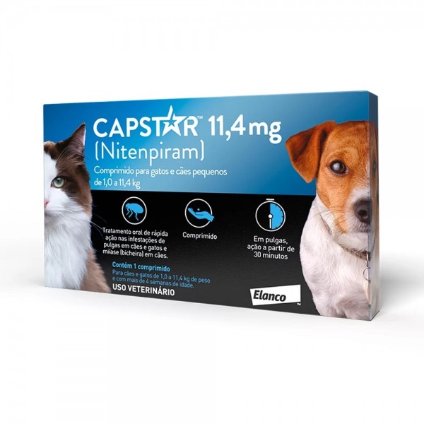Antipulgas Capstar 11,4mg para Cães e Gatos de até 11,4Kg 1 comprimido