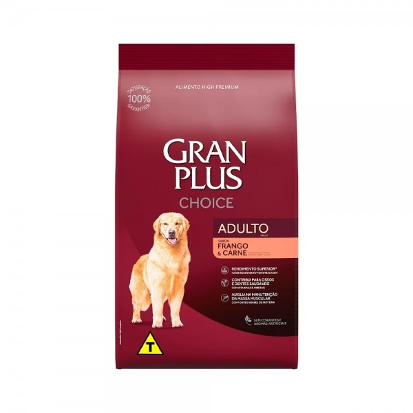 Ração GranPlus Choice Frango e Carne para Cães Adultos 15Kg