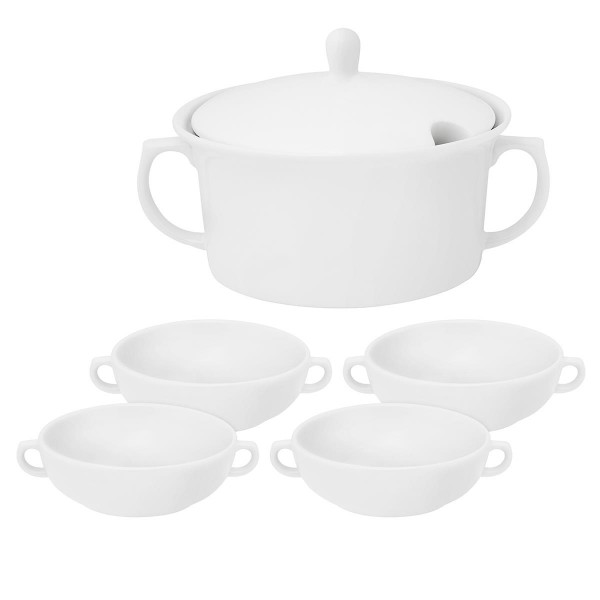 Aparelho De Sopa 5 Peças Em Porcelana Branco Oxford