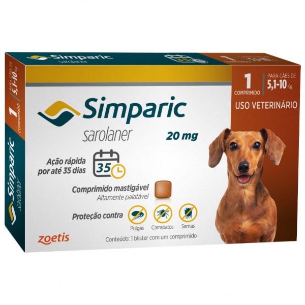 Simparic 20 mg para cães 5,1 a 10 kg