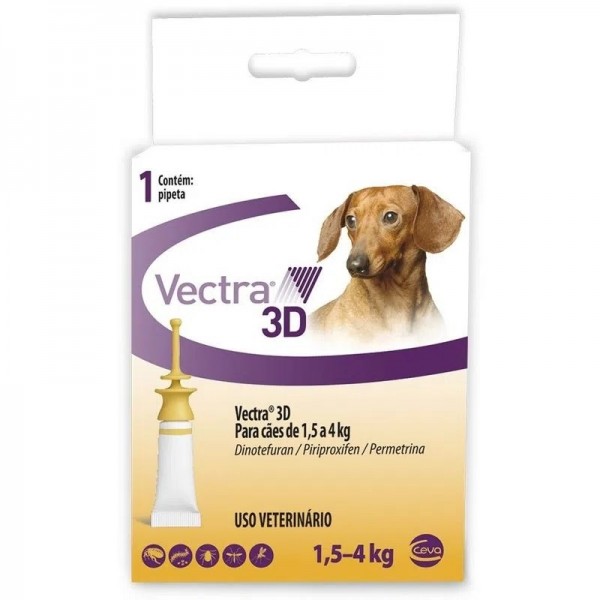 Antipulgas Vectra 3D Cães 1,5Kg à 4Kg - 1 Pipeta