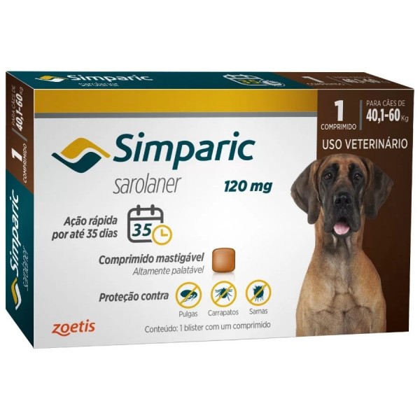 Simparic 120 mg para cães 40,1 a 60 kg