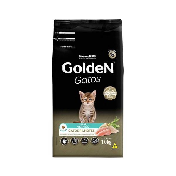  Ração Golden Gatos Filhotes Sabor Frango - 1kg