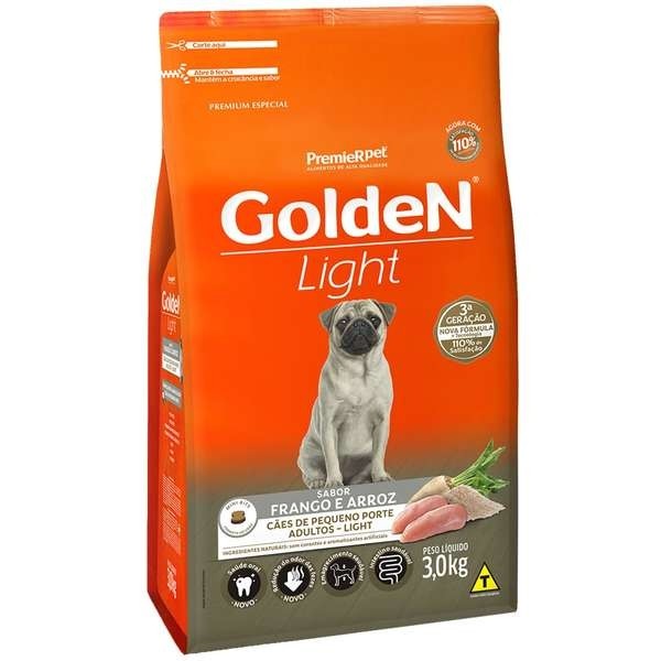 Ração Premier Golden Formula Cães Adultos Light Mini Bits Frango e Arroz - 3kg