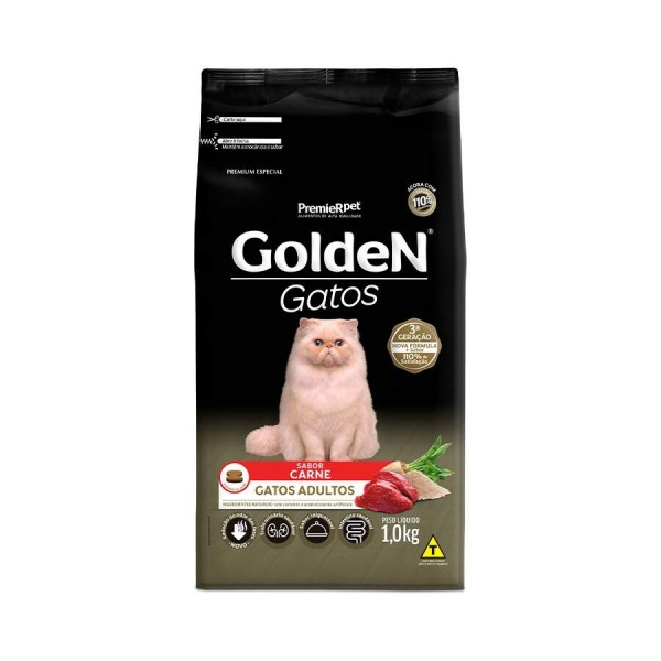 Ração Golden para Gatos Adultos Sabor Carne - 1kg