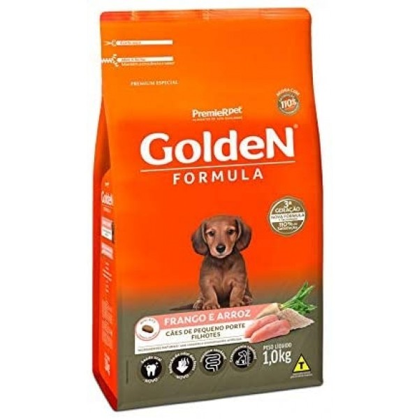 Ração Golden Fórmula Mini Bits Para Cães Filhotes Raças Pequenas Sabor Carne e Arroz - 1kg