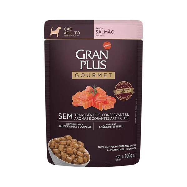 Ração Úmida GranPlus Gourmet Sachê para Cães Adultos Sabor Salmão - 100g