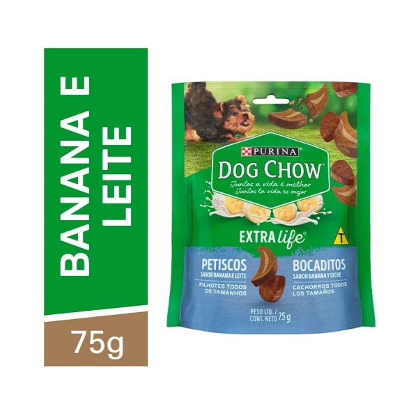 Petisco Dog Chow Extra Life para Cães Filhotes Sabor Banana e Leite 75g