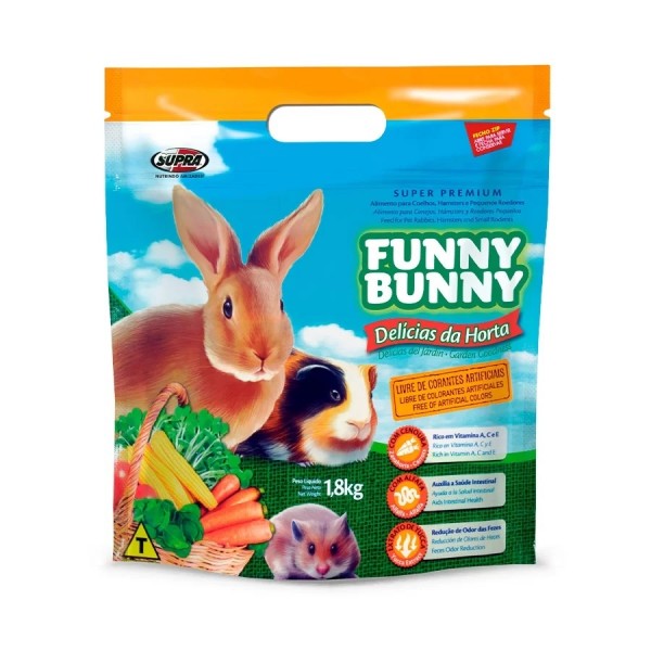 Ração Supra Funny Bunny Delícias da Horta Coelhos, Hamster e Outros Pequenos Roedores 1.8kg