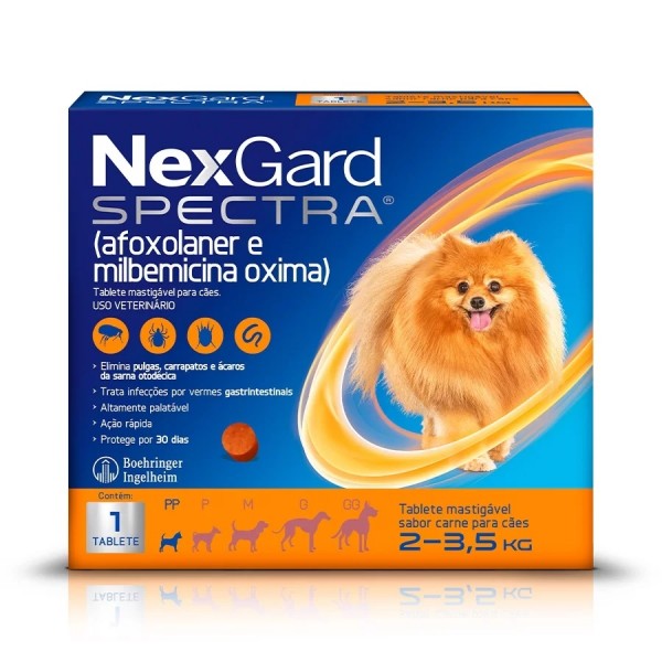 Anti Pulgas e Carrapatos NexGard Spectra para Cães de 2 a 3,5kg