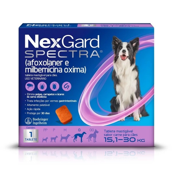Antipulgas e Carrapatos NexGard Spectra para Cães de 15,1 a 30kg
