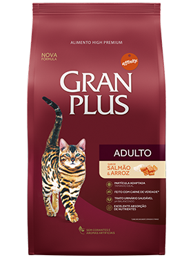 Ração GranPlus para Gatos Adultos Sabor Salmão e Arroz 1kg