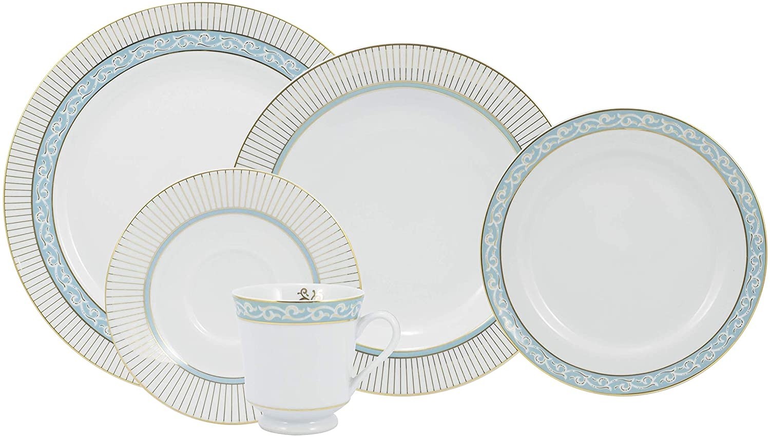 Patronato Shopping - Aparelho de Jantar 42 peças em Porcelana Branca com  Bordas Douradas - Aparelhos de jantar e pratos - Mesa posta - Mesa